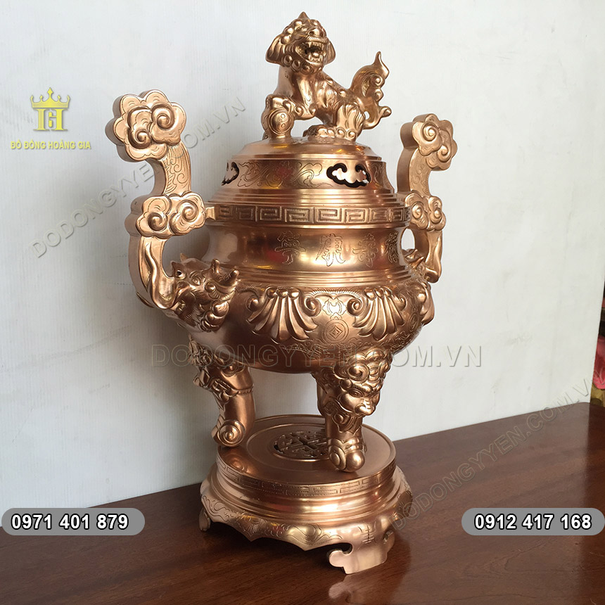 Đỉnh Đồng Đỏ Thờ C&uacute;ng Cao Cấp 50cm